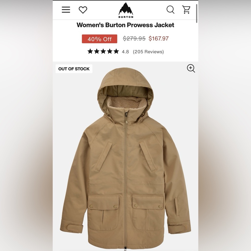 Burton womens snowboard ski jacket beige xxl